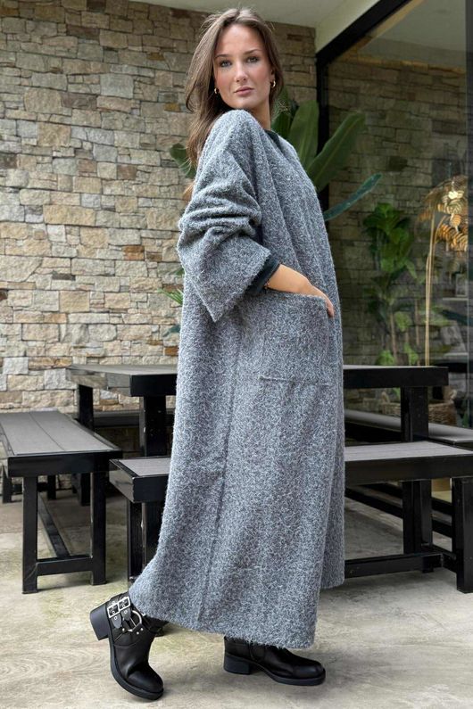 Norbury Japanese Duster Coat Grey Marl /10=